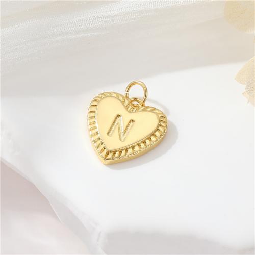 Brass Heart Pendants, 14K gold plated, DIY & different designs for choice, nickel, lead & cadmium free, 15.05x18.60mm, Sold By PC