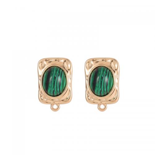 Brass Earring Stud Component, with Gemstone, DIY & different styles for choice, nickel, lead & cadmium free, Sold By Pair