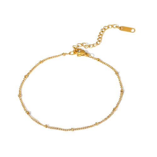 Stainless Steel Anklet, 304 Stainless Steel, with 6.5cm extender chain, 18K gold plated, fashion jewelry & for woman, golden, 1mm, Sold Per Approx 19 cm Strand