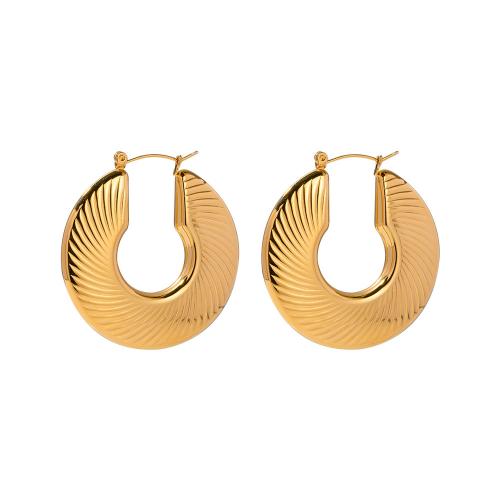Stainless Steel Lever Back Earring, 304 Stainless Steel, 18K gold plated, fashion jewelry & for woman, golden, 42x40mm, Sold By Pair