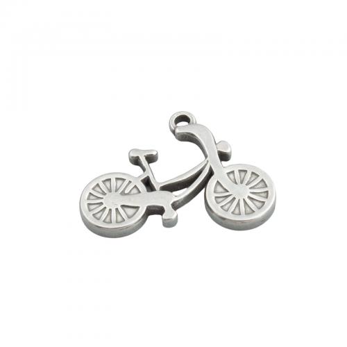 Stainless Steel Pendants, 304 Stainless Steel, Bike, polished, fashion jewelry & Unisex, original color, 18.50x24.50mm, Hole:Approx 1.5mm, Sold By PC