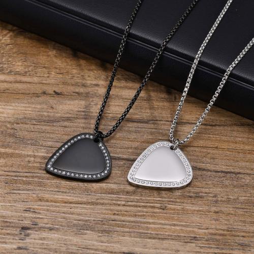 Stainless Steel Jewelry Necklace, 304 Stainless Steel, Vacuum Ion Plating, different styles for choice & micro pave cubic zirconia & for man, more colors for choice, 30x26mm, Length:Approx 60 cm, Sold By PC