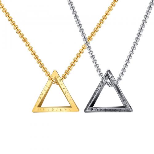 Stainless Steel Jewelry Necklace 304 Stainless Steel Triangle Vacuum Ion Plating fashion jewelry & Unisex Length Approx 60 cm Sold By PC