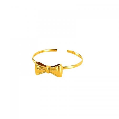 Anel de dedo de aço inoxidável, Aço inoxidável 304, Laço, 18K banhado a ouro, joias de moda & para mulher, dourado, vendido por PC