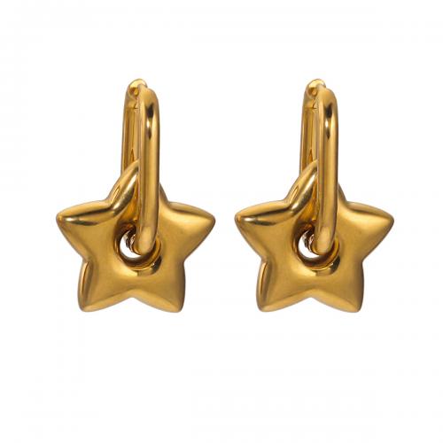 Stainless Steel Lever Terug Earring, 304 roestvrij staal, Ster, mode sieraden & voor vrouw, gouden, 19.50x32mm, Verkocht door pair