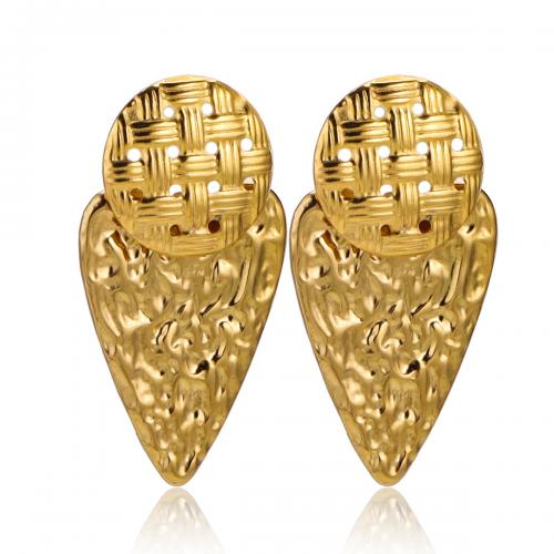 Boucle d'oreille goutte inox, Acier inoxydable 304, bijoux de mode & pour femme, doré, 24.50x46mm, Vendu par paire
