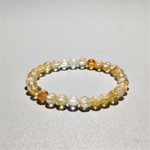 Quartz Bracelets Citrine Round fashion jewelry & Unisex yellow Length Approx 18 cm Sold By PC