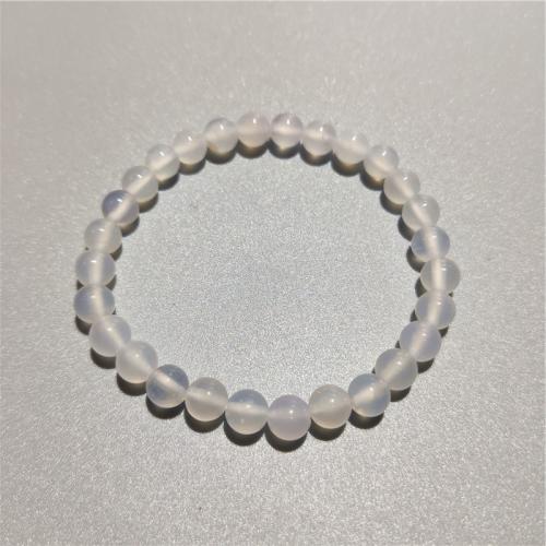 Agate smykker armbånd, Hvid Agat, Runde, mode smykker & Unisex & forskellig størrelse for valg, hvid, Længde Ca. 18 cm, Solgt af PC
