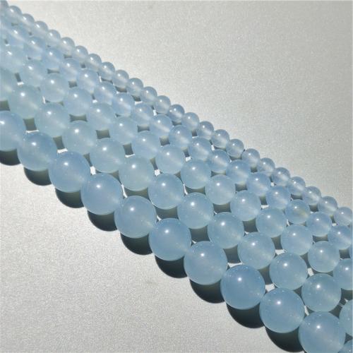 Natural Chalcedony Bead Blue Chalcedony Round DIY light blue Sold Per Approx 38 cm Strand