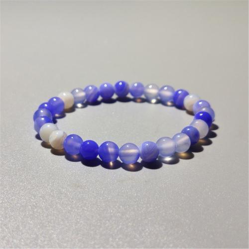 Ágata jóias pulseira, ágata, joias de moda & unissex & tamanho diferente para a escolha, azul, comprimento Aprox 18 cm, vendido por PC