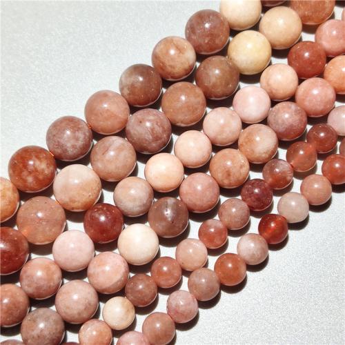 Бусины из поделочных камней, санстоун, Круглая, DIY & разный размер для выбора, оранжевый, Продан через Приблизительно 38 см Strand