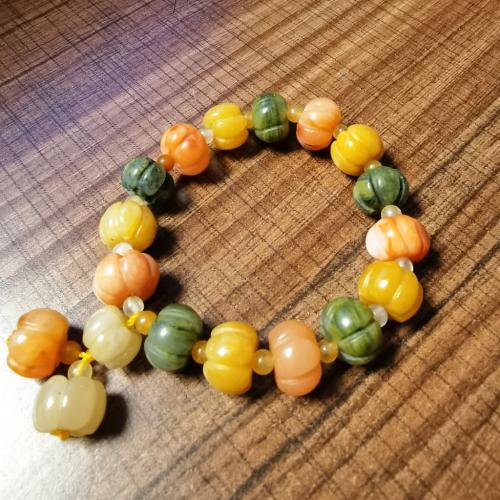Gemstone Bracelets, Lighter Imperial Jade, Pumpkin, fashion jewelry & for woman, more colors for choice, 12mm, Length:Approx 18 cm, Sold By PC