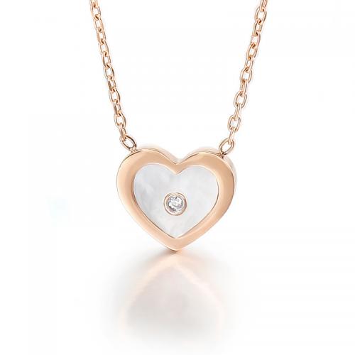 Stainless Steel Jewelry Necklace 304 Stainless Steel with Shell Heart Vacuum Ion Plating fashion jewelry & for woman Length Approx 45 cm Sold By PC