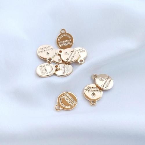 Brass Jewelry Pendants, Round, gold color plated, DIY, nickel, lead & cadmium free, 10mm, Sold By PC
