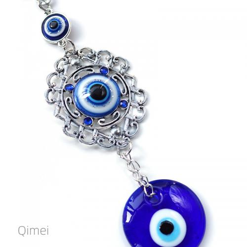 Fashion Decoration, Glass, with Tibetan Style, silver color plated, car design & evil eye pattern, blue, 155mm, Sold By PC