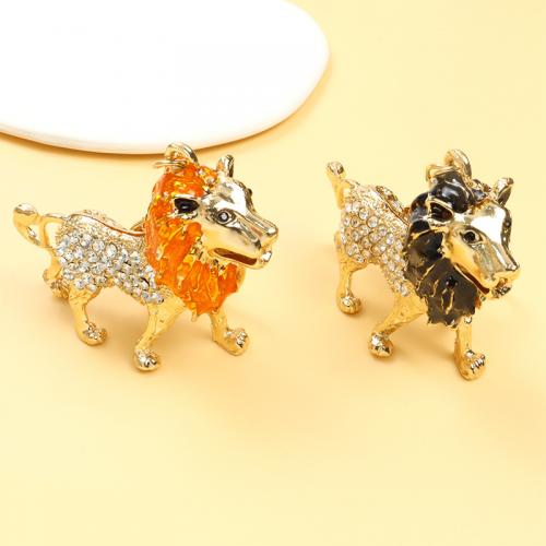 Tibetan Style Key Clasp, Lion, gold color plated, enamel & with rhinestone, more colors for choice, 71.20x58.10mm, Sold By PC