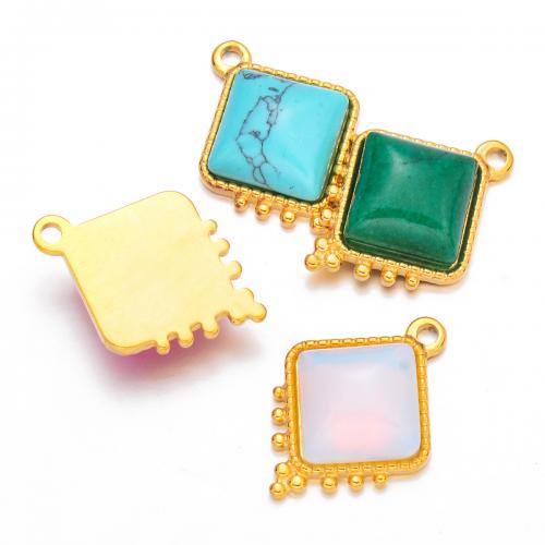 Stainless Steel Pendants 304 Stainless Steel with Natural Stone & Resin Rhombus gold color plated DIY Sold By Bag