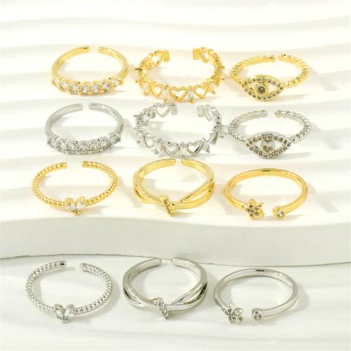 Cubic Zirconia Micro Pave Brass Ring, plated, different styles for choice & micro pave cubic zirconia & for woman, more colors for choice, nickel, lead & cadmium free, Minimum inner diameter:16mm, Sold By PC
