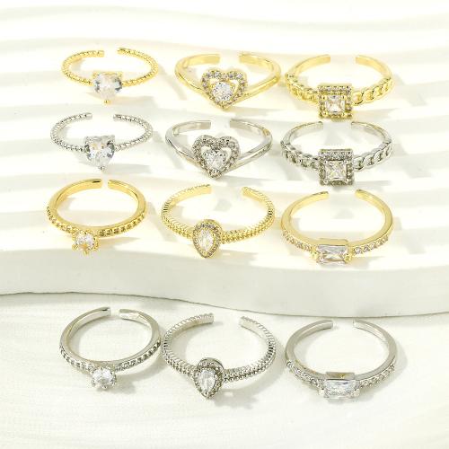 Cubic Zirconia Micro Pave Brass Ring, plated, different styles for choice & micro pave cubic zirconia & for woman, more colors for choice, nickel, lead & cadmium free, Minimum inner diameter :18mm, Sold By PC