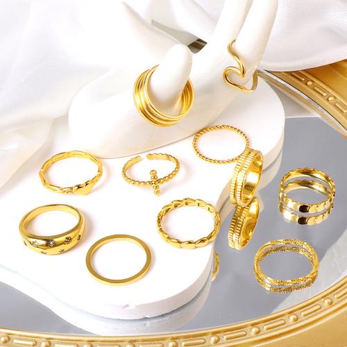 Stainless Steel Finger Ring 304 Stainless Steel gold color plated fashion jewelry  & for woman nickel lead & cadmium free Sold By PC