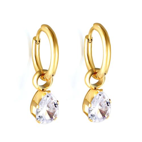 Stainless Steel Lever Back Earring, 304 Stainless Steel, gold color plated, fashion jewelry & different styles for choice & for woman & with rhinestone, more colors for choice, nickel, lead & cadmium free, Sold By Pair
