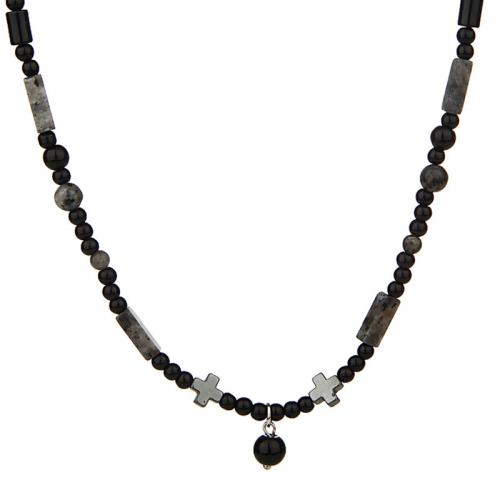Messing Halskette, Kupferlegierung, mit Naturstein, mit Verlängerungskettchen von 5CM, plattiert, verschiedene Stile für Wahl & für Frau, schwarz, Länge:ca. 40 cm, verkauft von PC