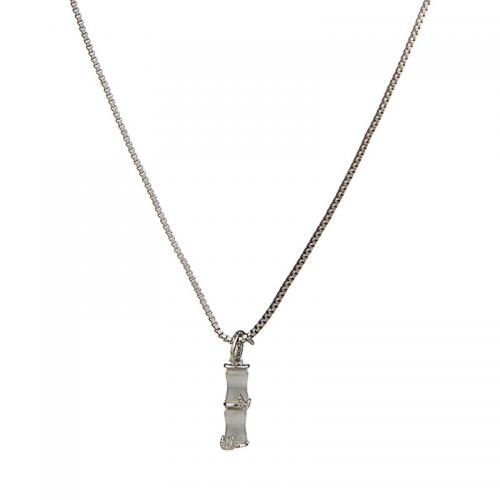 Edelstahl Schmuck Halskette, 304 Edelstahl, mit Katzenauge & Zinklegierung, mit Verlängerungskettchen von 5CM, plattiert, für Frau, Silberfarbe, Länge:ca. 40 cm, verkauft von PC