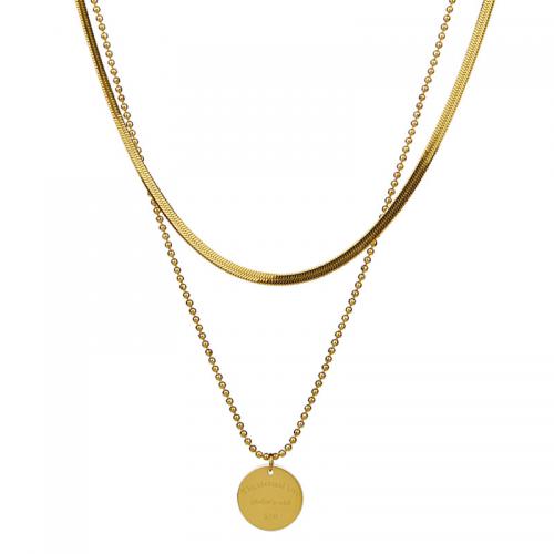 Stainless Steel smycken halsband, 304 rostfritt stål, med 5CM extender kedja, plated, för kvinna, guld, Längd Ca 45 cm, Säljs av PC