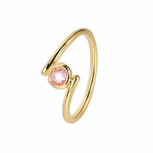 Cubic Zirconia Micro Pave Brass Ring, plated, different size for choice & micro pave cubic zirconia & for woman, golden, Sold By PC