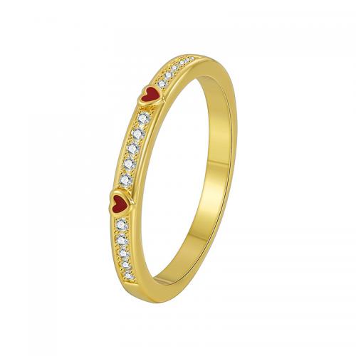 Brass δάχτυλο του δακτυλίου, Ορείχαλκος, επιχρυσωμένο, διαφορετικό μέγεθος για την επιλογή & για τη γυναίκα & εποξική αυτοκόλλητο, χρυσαφένιος, Sold Με PC