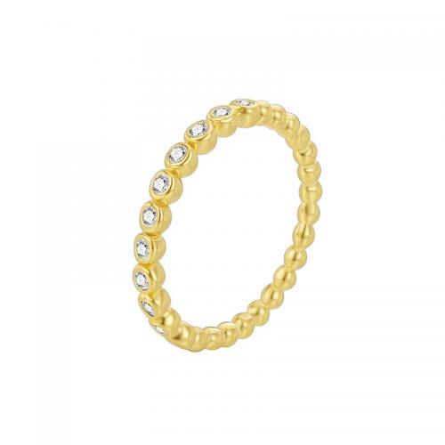 Krychlový Circonia Micro vydláždit mosazný prsten, Mosaz, různé velikosti pro výběr & micro vydláždit kubické zirkony & pro ženy, zlatý, Prodáno By PC
