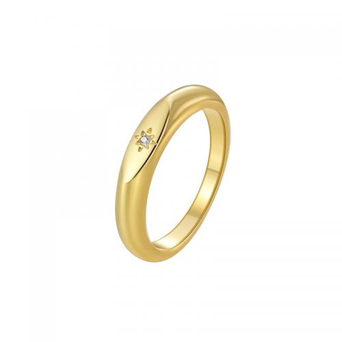 Cúbicos Circonia Micro Pave anillo de latón, metal, chapado, diverso tamaño para la opción & micro arcilla de zirconia cúbica & para mujer, dorado, Vendido por UD