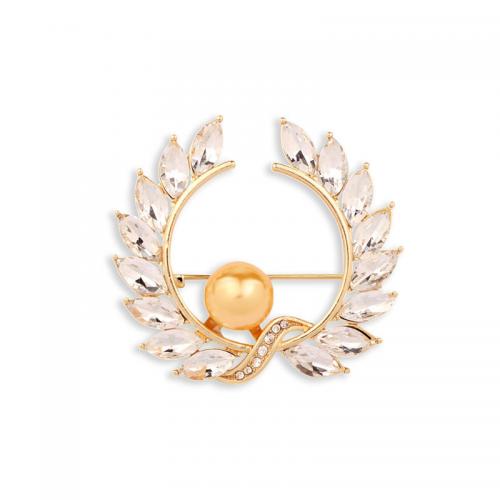 Tibetan Style Brooches, with Glass & Rhinestone & Plastic Pearl, fashion jewelry & for woman & with rhinestone, more colors for choice, nickel, lead & cadmium free, 40x37mm, Sold By PC