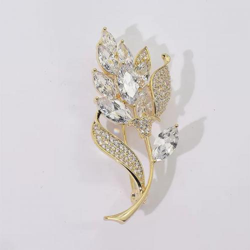 Tibetan Style Brooches, with Rhinestone, fashion jewelry & for woman & with rhinestone, golden, nickel, lead & cadmium free, 59x25mm, Sold By PC
