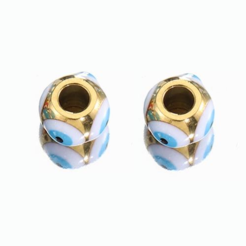 Fashion Evil Eye Jewelry Beads, 304 Stainless Steel, DIY, more colors for choice, nickel, lead & cadmium free, 9x6mm, Hole:Approx 3.5mm, 10PCs/Bag, Sold By Bag