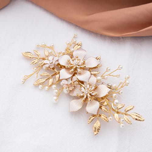 Alligator Hair Clip, Tibetan Style, with Rhinestone & Plastic Pearl, fashion jewelry & for woman & with rhinestone, nickel, lead & cadmium free, 130x70mm, Sold By PC
