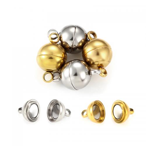 Stainless Steel Magnetic Clasp 304 Stainless Steel Round Vacuum Ion Plating DIY & Unisex & double-hole Sold By PC