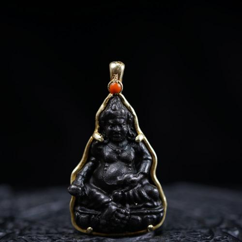 Bijoux pendentifs en laiton, Dieu de la richesse, Placage, style folk & DIY, 30x50mm, Vendu par PC