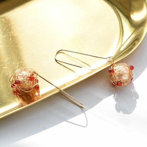 Freshwater Pearl Earrings, Brass, with Red Agate & Freshwater Pearl, real gold plated, fashion jewelry & different materials for choice & for woman, more colors for choice, nickel, lead & cadmium free, 55mm, Sold By Pair
