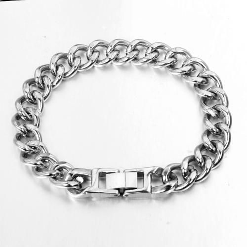 Titanium Steel Bracelet & Bangle, polished, fashion jewelry & for man, original color, Length:Approx 21 cm, Sold By PC