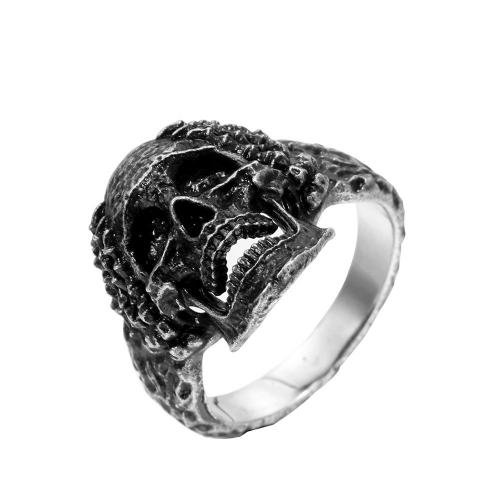 Titanium Steel Finger Ring, Skull, vintage & fashion jewelry & Unisex & different size for choice & blacken, black, 17mm, Sold By PC