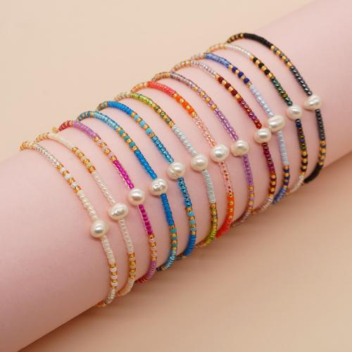 Seedbead bracelet, avec Cordon de noeud & perle, Réglable & bijoux de mode & pour femme, plus de couleurs à choisir, Longueur Environ 28 cm, Vendu par PC