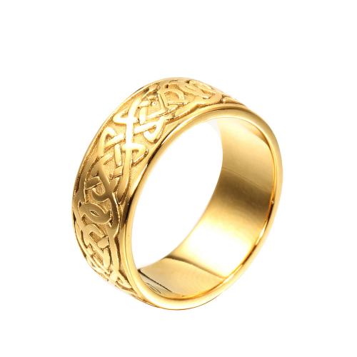 Пальцевидное Кольцо Титановой Стали, титан, Винтаж & ювелирные изделия моды & разный размер для выбора & Мужский, Золотой, 6mm, продается PC