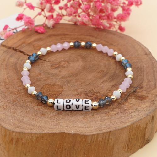 Crystal Bracelets, with Brass & Acrylic, gold color plated, fashion jewelry & for woman, mixed colors, Length:Approx 18 cm, Sold By PC