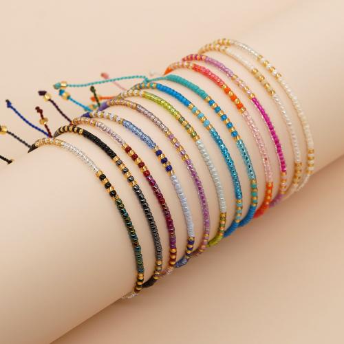 Seedbead Bracelet with Knot Cord Adjustable & fashion jewelry & for woman Length Approx 28 cm Sold By PC