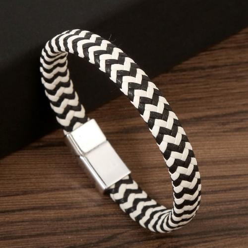 PU Leather Cord Bracelets, Microfiber PU, with 304 Stainless Steel, handmade, fashion jewelry & Unisex, more colors for choice, Length:Approx 21 cm, Sold By PC