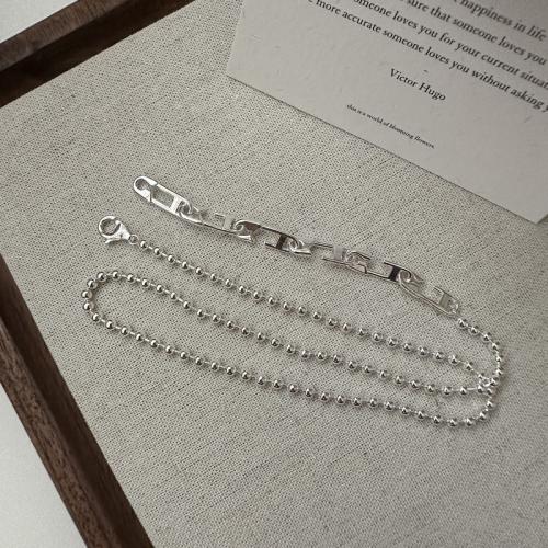 Серебряное ожерелье, 925 пробы, полированный, ювелирные изделия моды & Женский, не содержит никель, свинец, длина:Приблизительно 17.71 дюймовый, продается PC