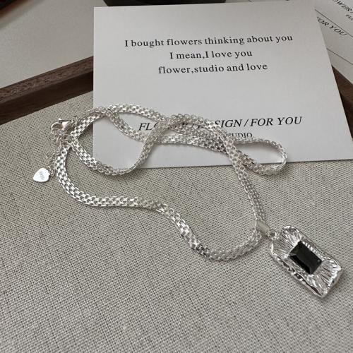 Cubic Zircon Micro Pave 925 Sterling Silver Necklace polished fashion jewelry & micro pave cubic zirconia & for woman nickel lead & cadmium free Sold By PC