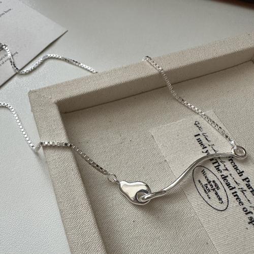 925 Sterling Silver Necklaces, polished, fashion jewelry & for woman, nickel, lead & cadmium free, Length:Approx 45 cm, Sold By PC