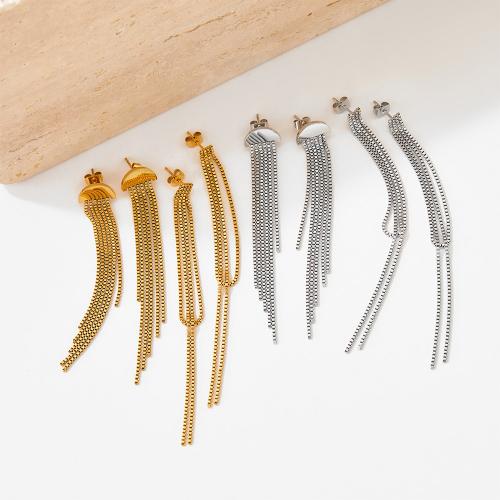 Fashion Fringe Earrings, 304 Stainless Steel, fashion jewelry & different styles for choice & for woman, more colors for choice, 30x3.50mm, Sold By Pair